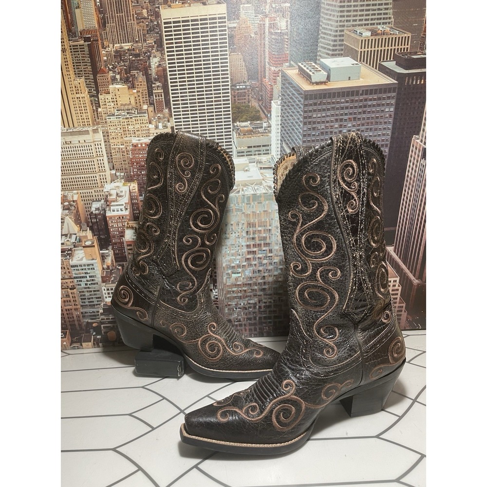 Womens Ariat 10006755 Brown Leather Cowboy Boots 8 B Good Used Condition
